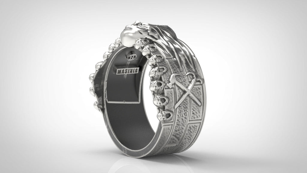 Rockstar Retro Jewelry  925 Sterling Silver Ring, Pink Floyd The Wall Inspired