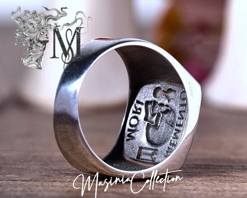 Memento mori signet ring sterling silver 925 original design