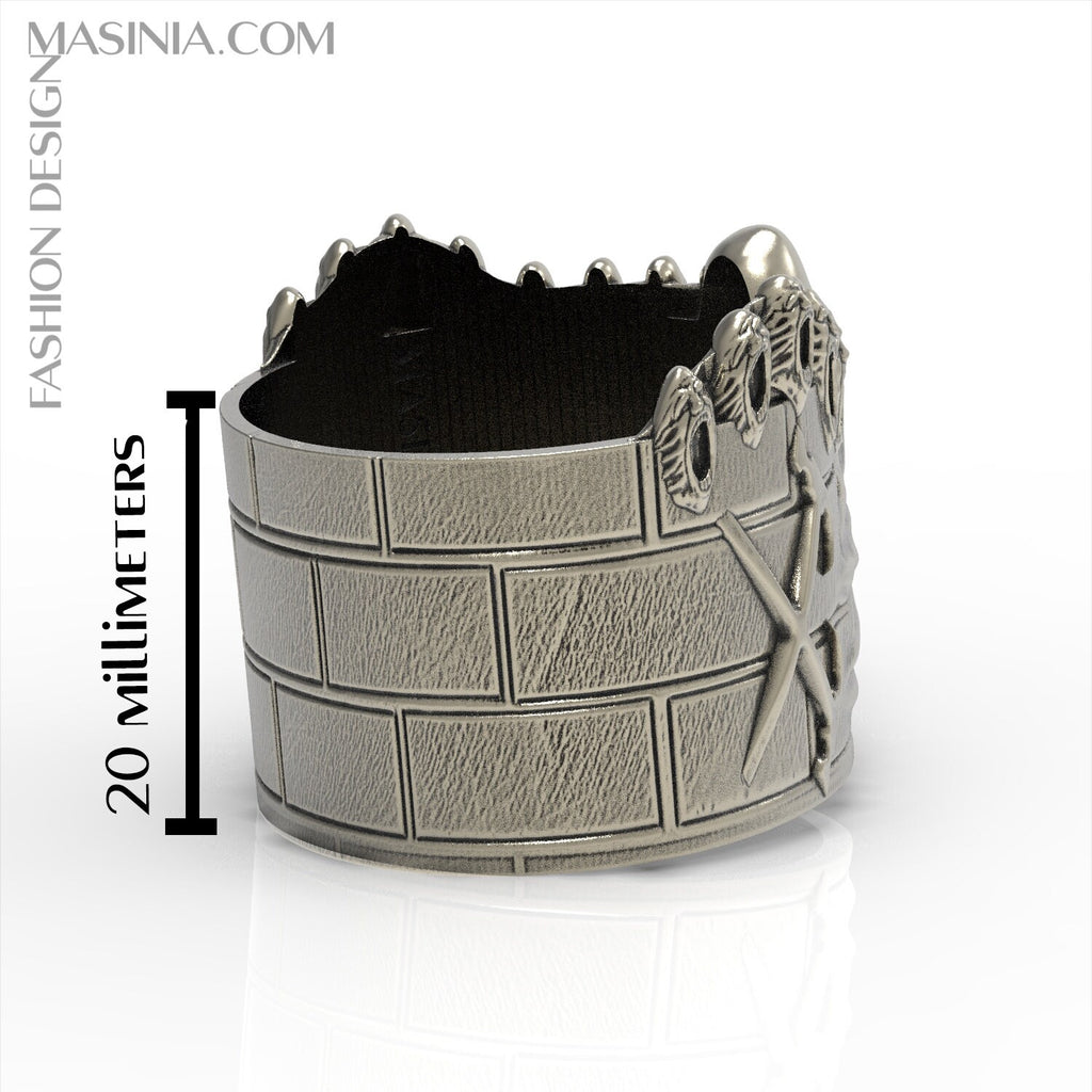 Pink Floyd The Wall sterling silver ring 925 20mm Band Retro Ring