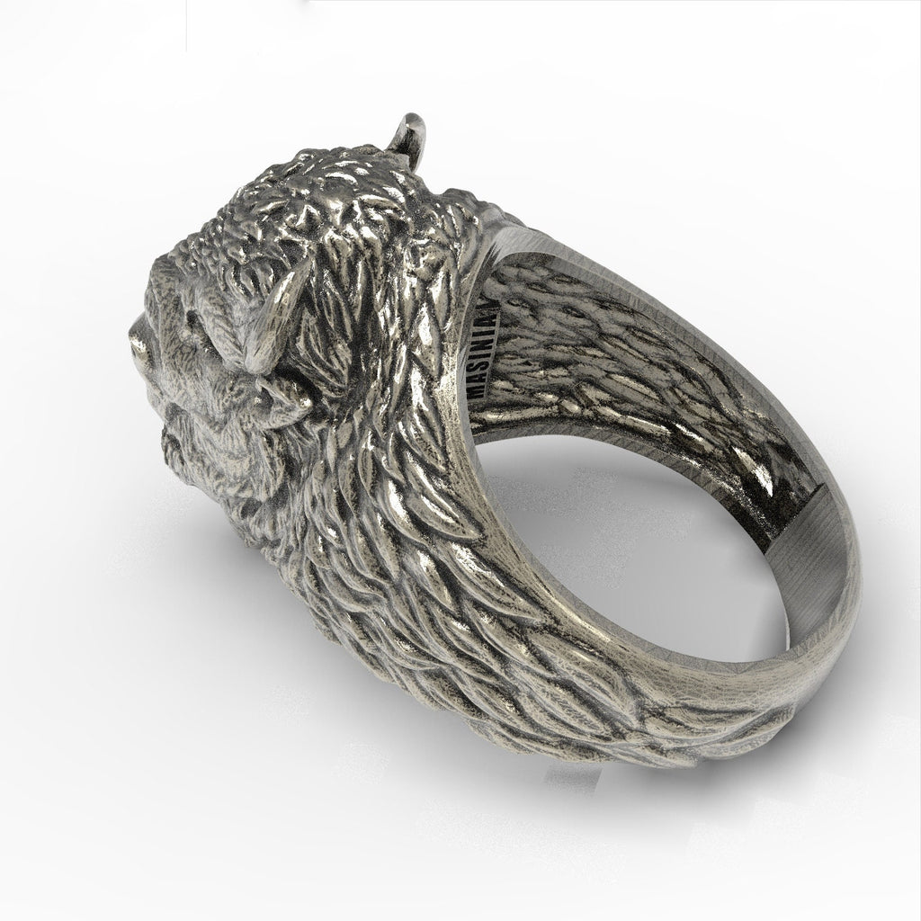 Buffalo sterling silver 925 ring bull