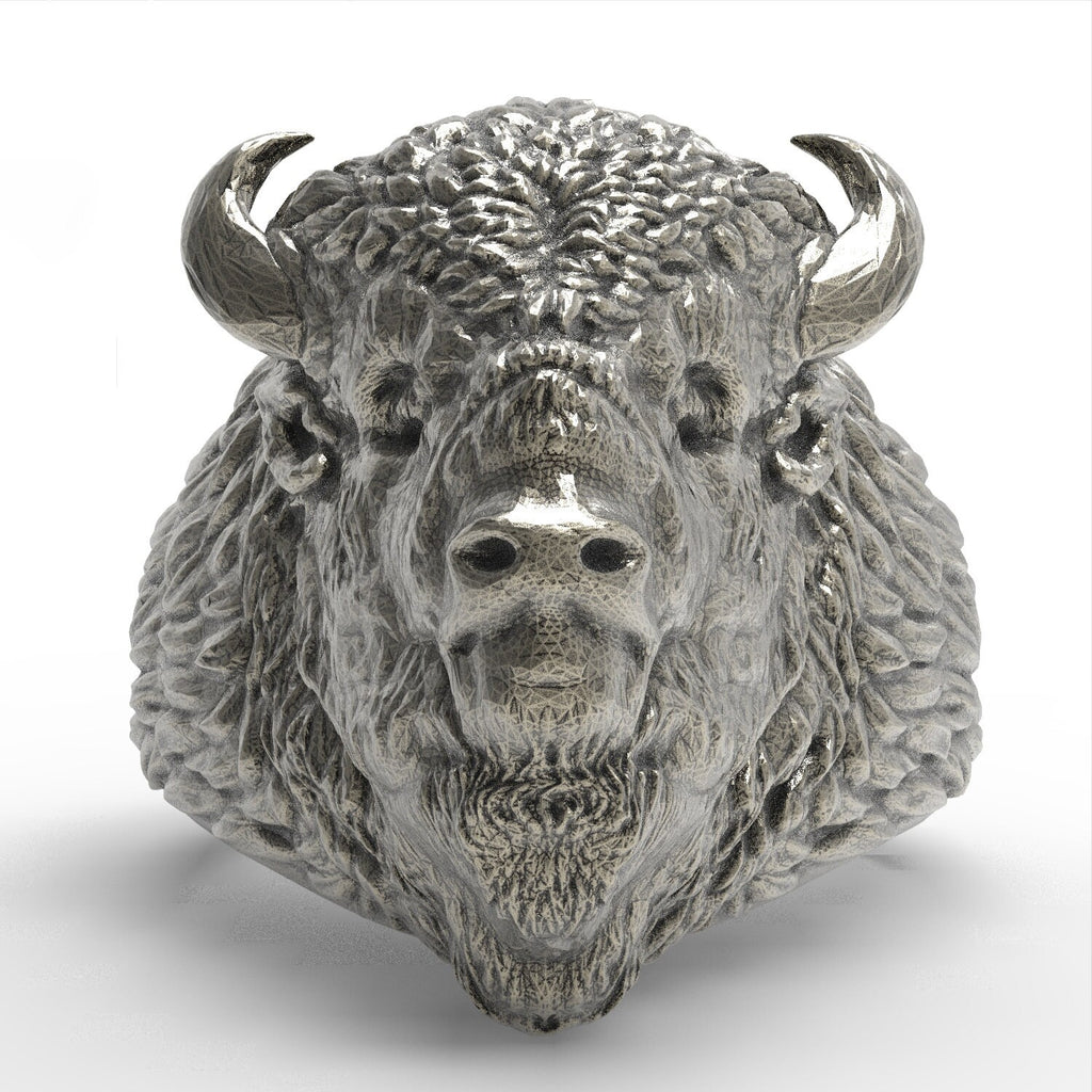 Buffalo sterling silver 925 ring bull
