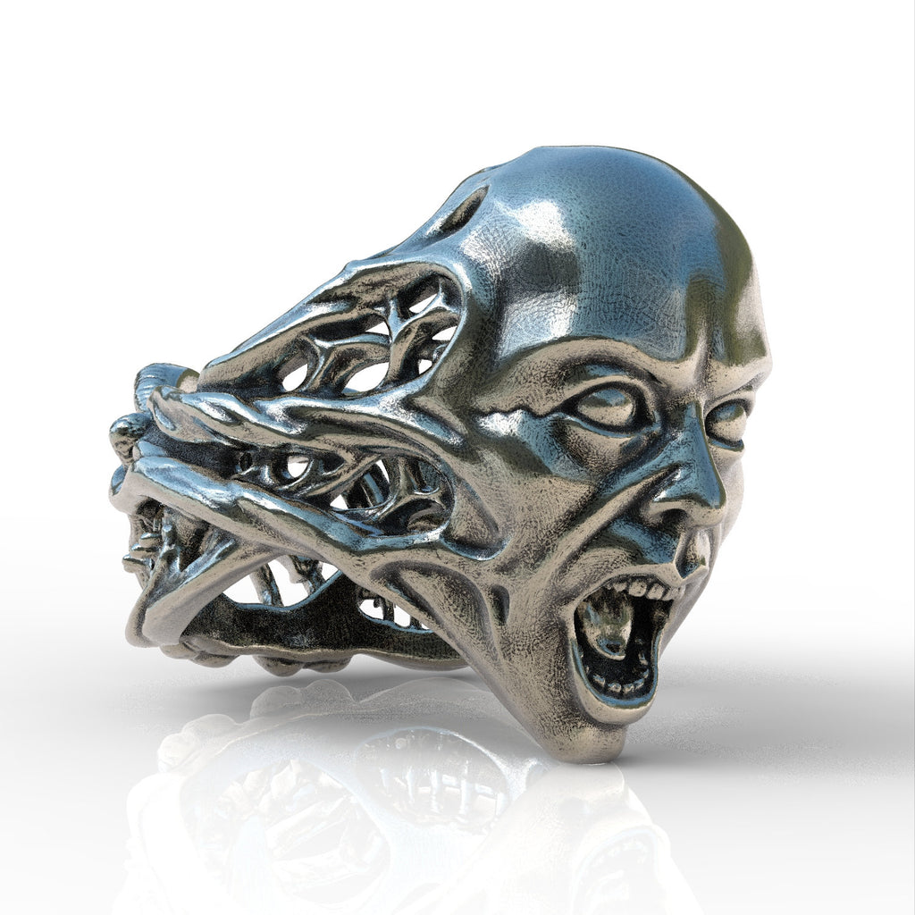 Scream sterling silver 925 ring ring handmade men