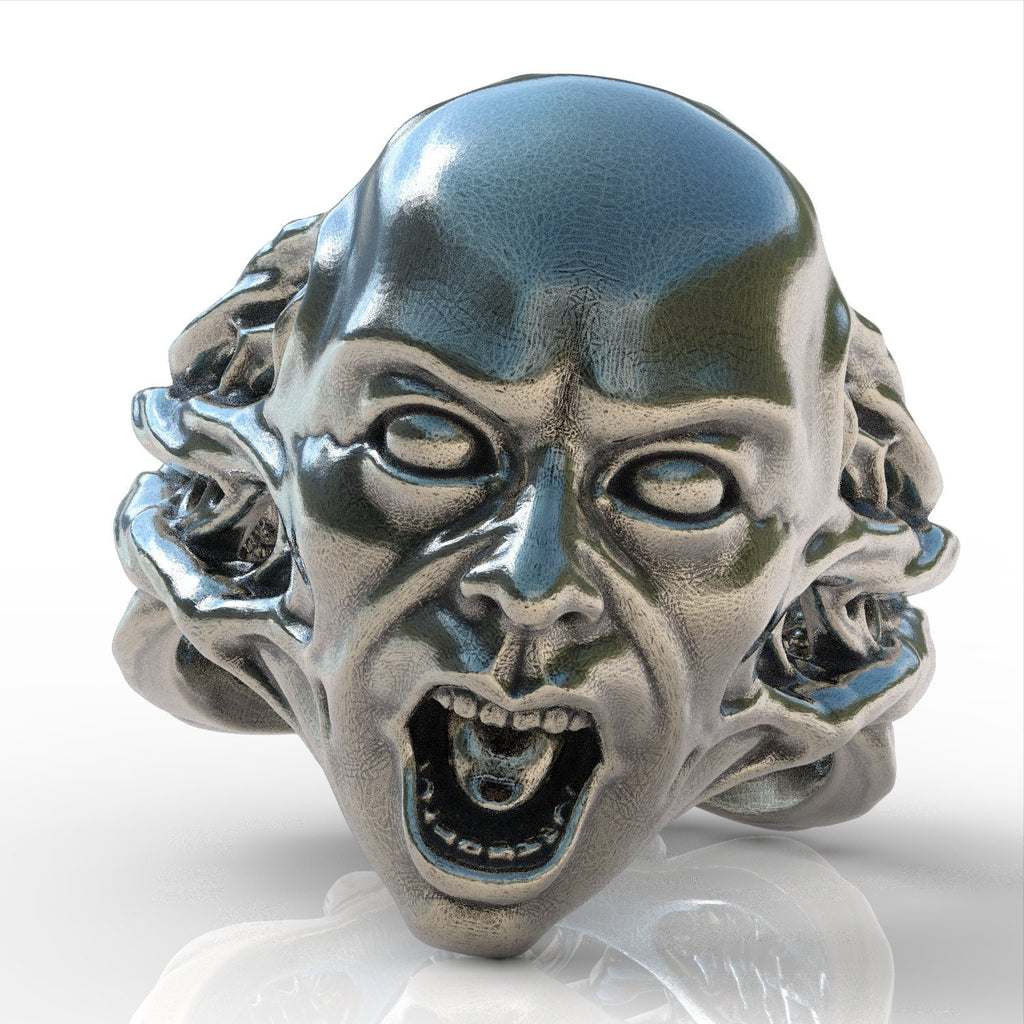 Scream sterling silver 925 ring ring handmade men