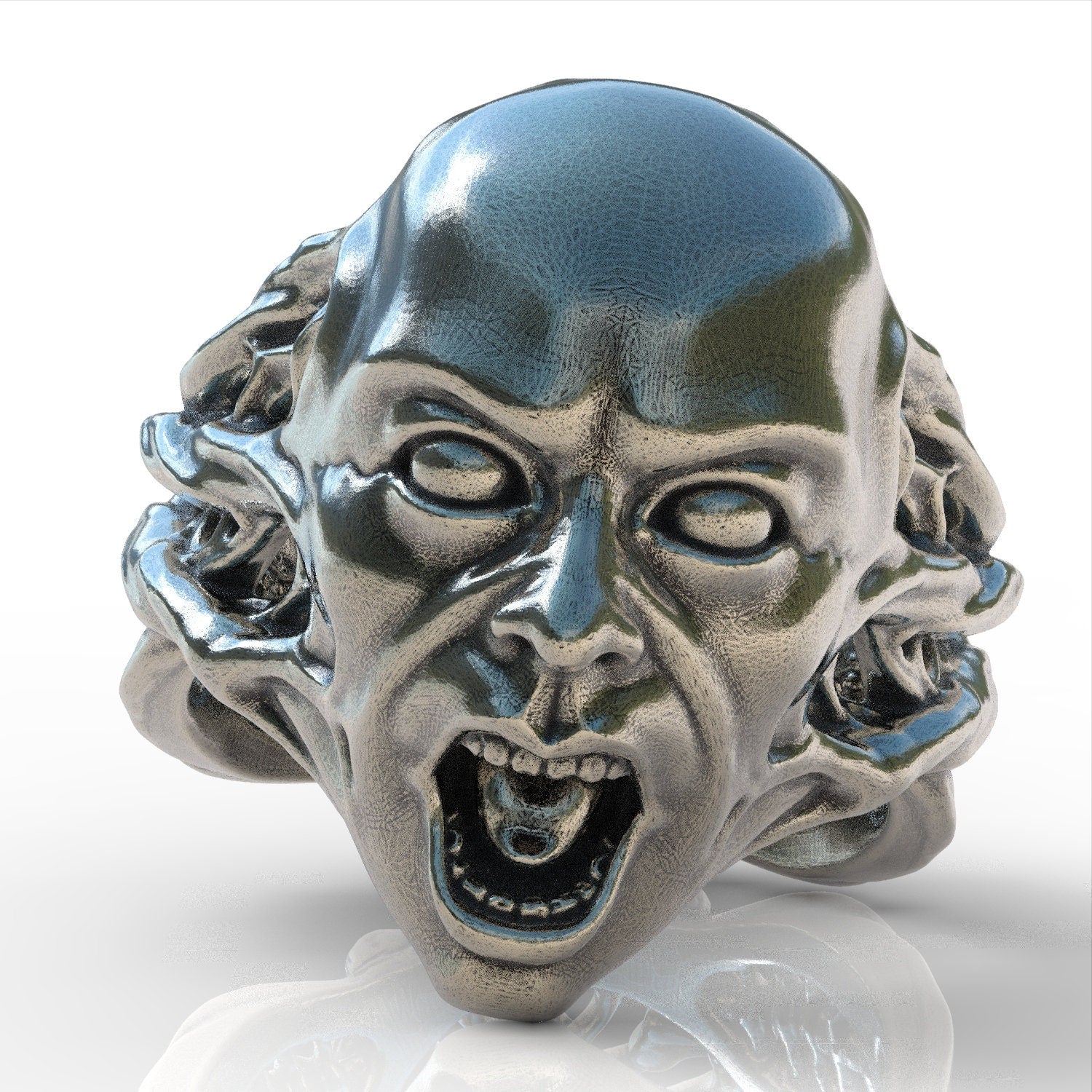 Scream sterling silver 925 ring ring handmade men