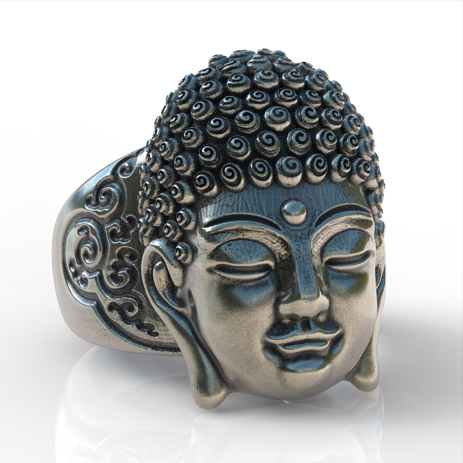 Sterling silver 925 thai buddha ring  buddhism, girl  buddha, bodhisattva, buddhist saint, the goddess of mercy