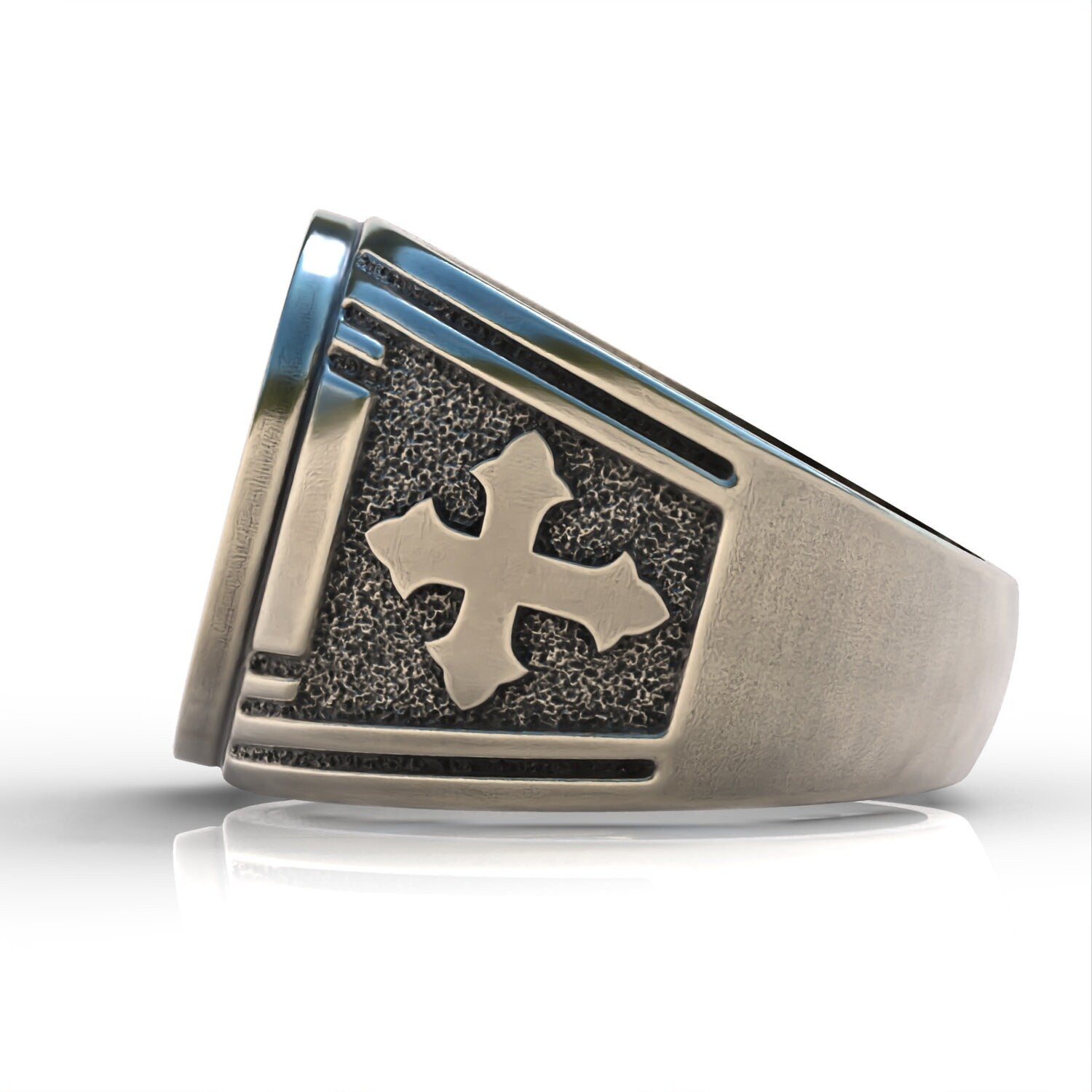 Saint benedict symbol ring 925 sterling silver bobijoo biker ring great gift  men and women