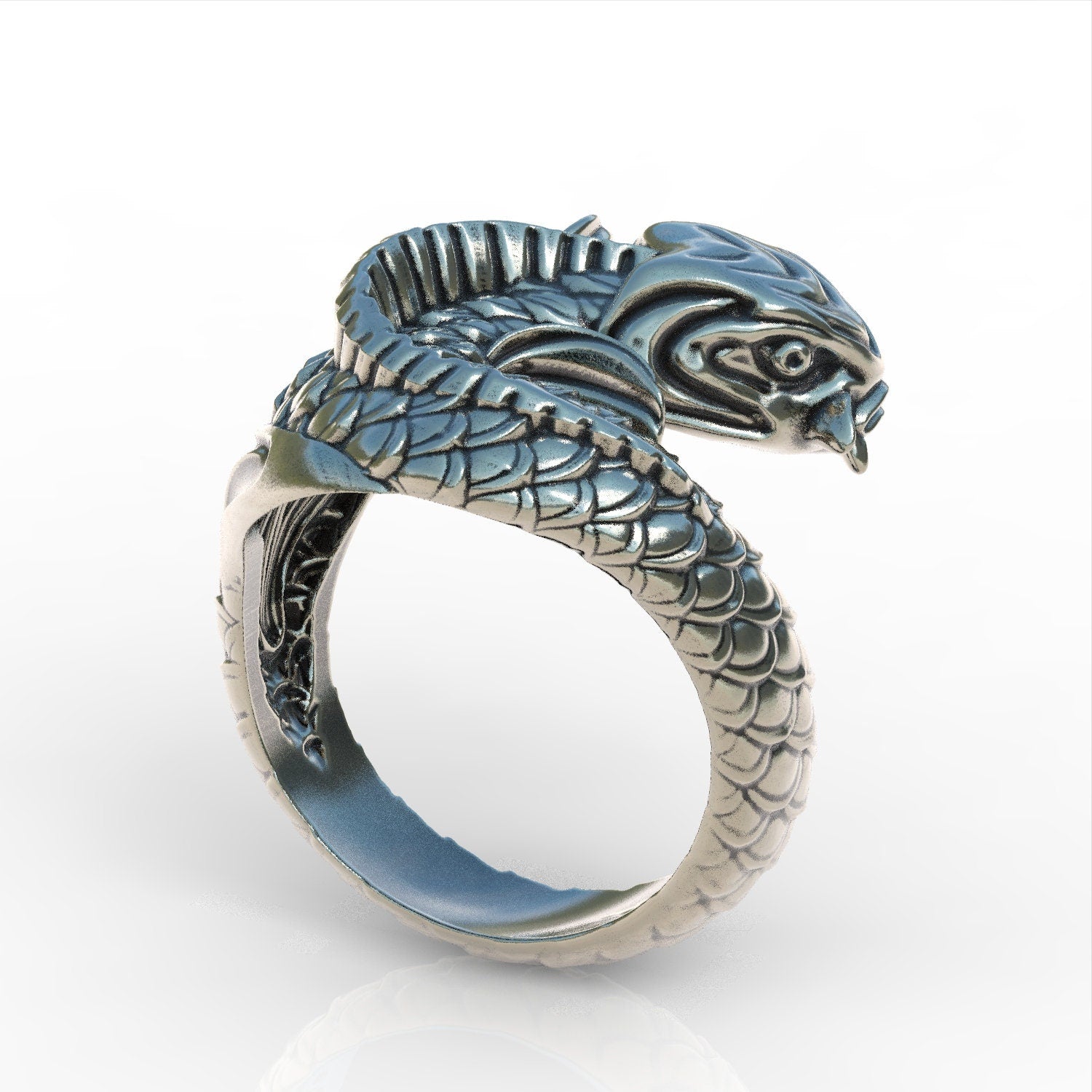 Japanese Art Fish Unisex Ring Sterling Silver 925