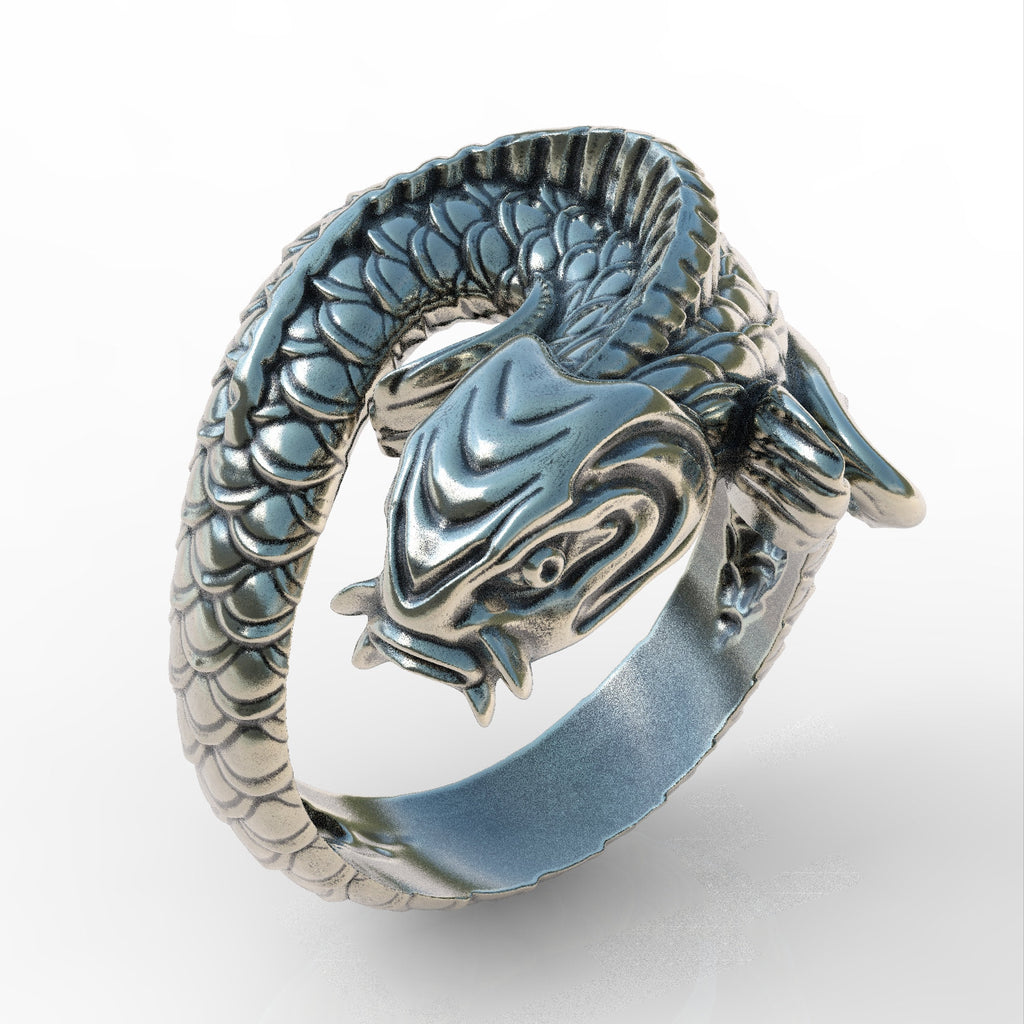 Japanese Art Fish Unisex Ring Sterling Silver 925