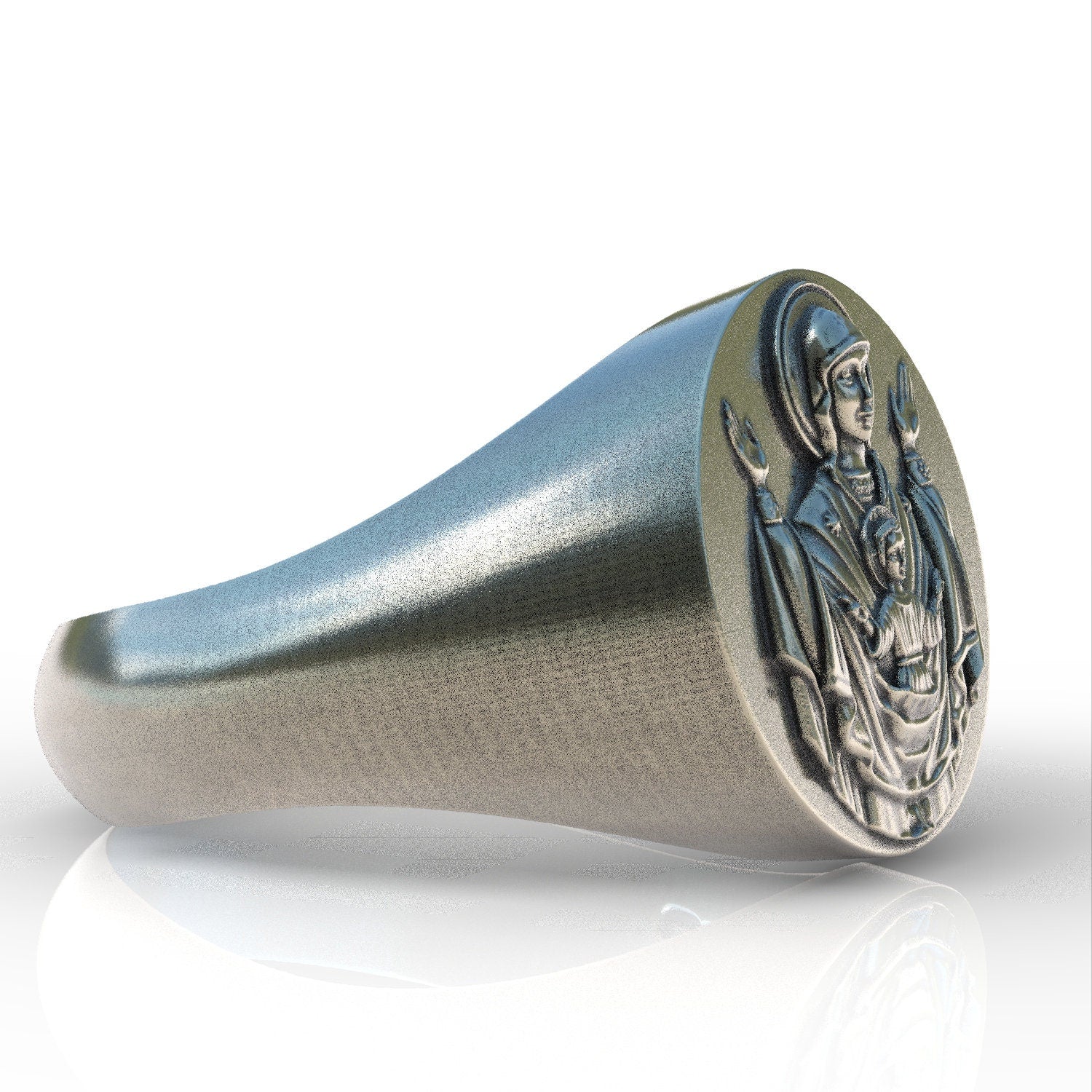 Sterling Silver Virgin Mary Silver Ring, Jesus Medal, Our Lady  , Motherof god Lady of Miracle