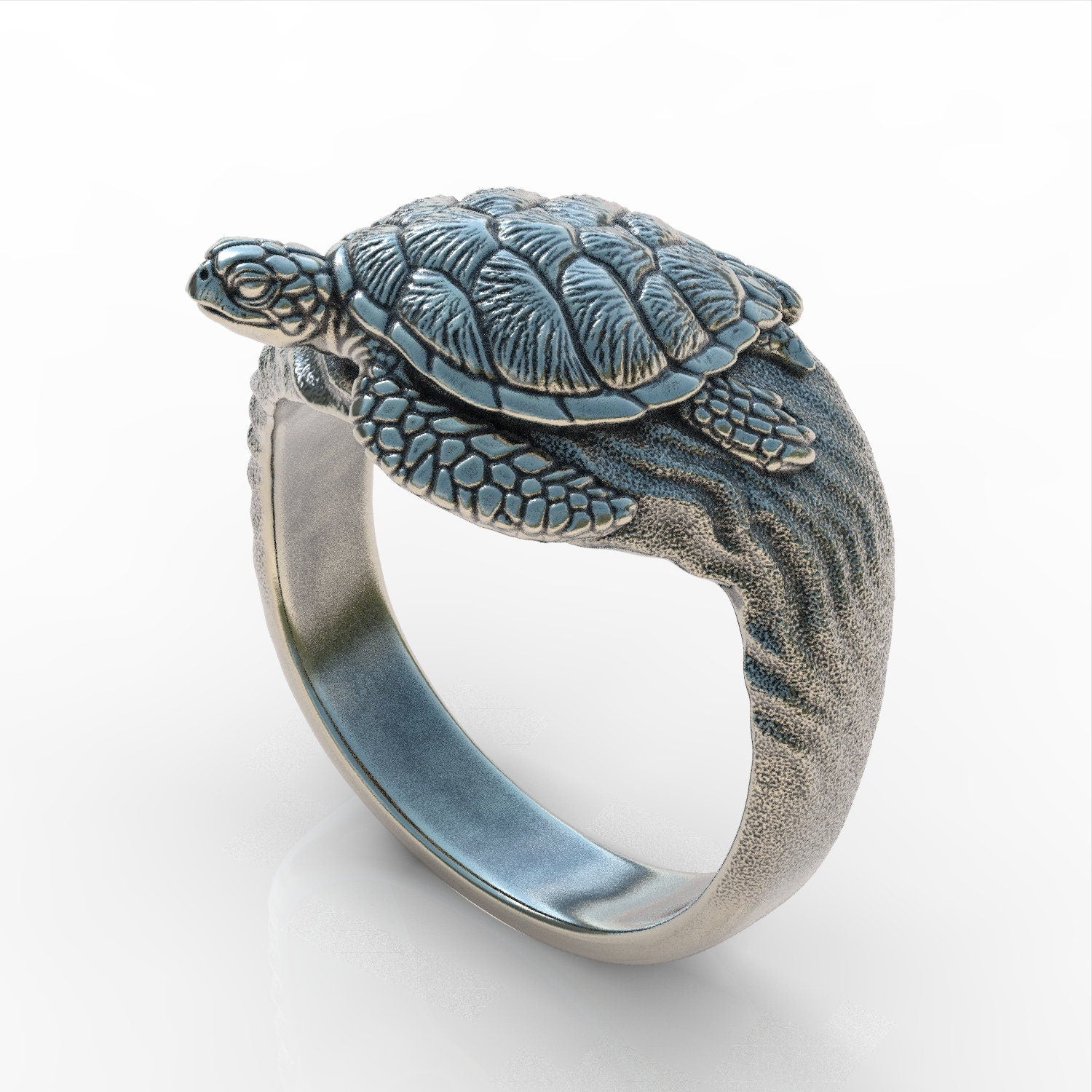 Hawaii sea turtle sterling silver 925 ring jewellery new ocean breath marine lovers ring