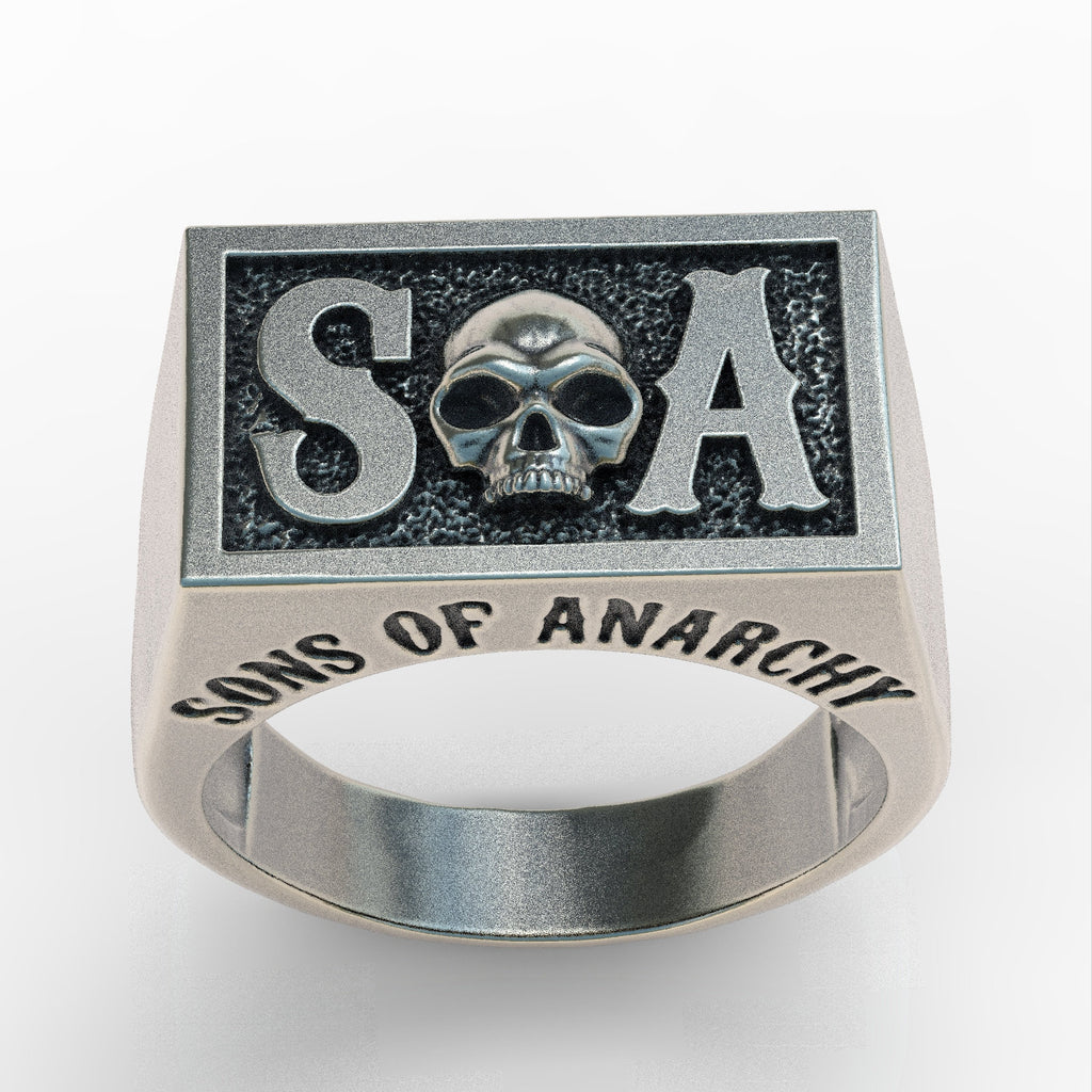 Men's sons of anarchy skull ring sterling silver 925