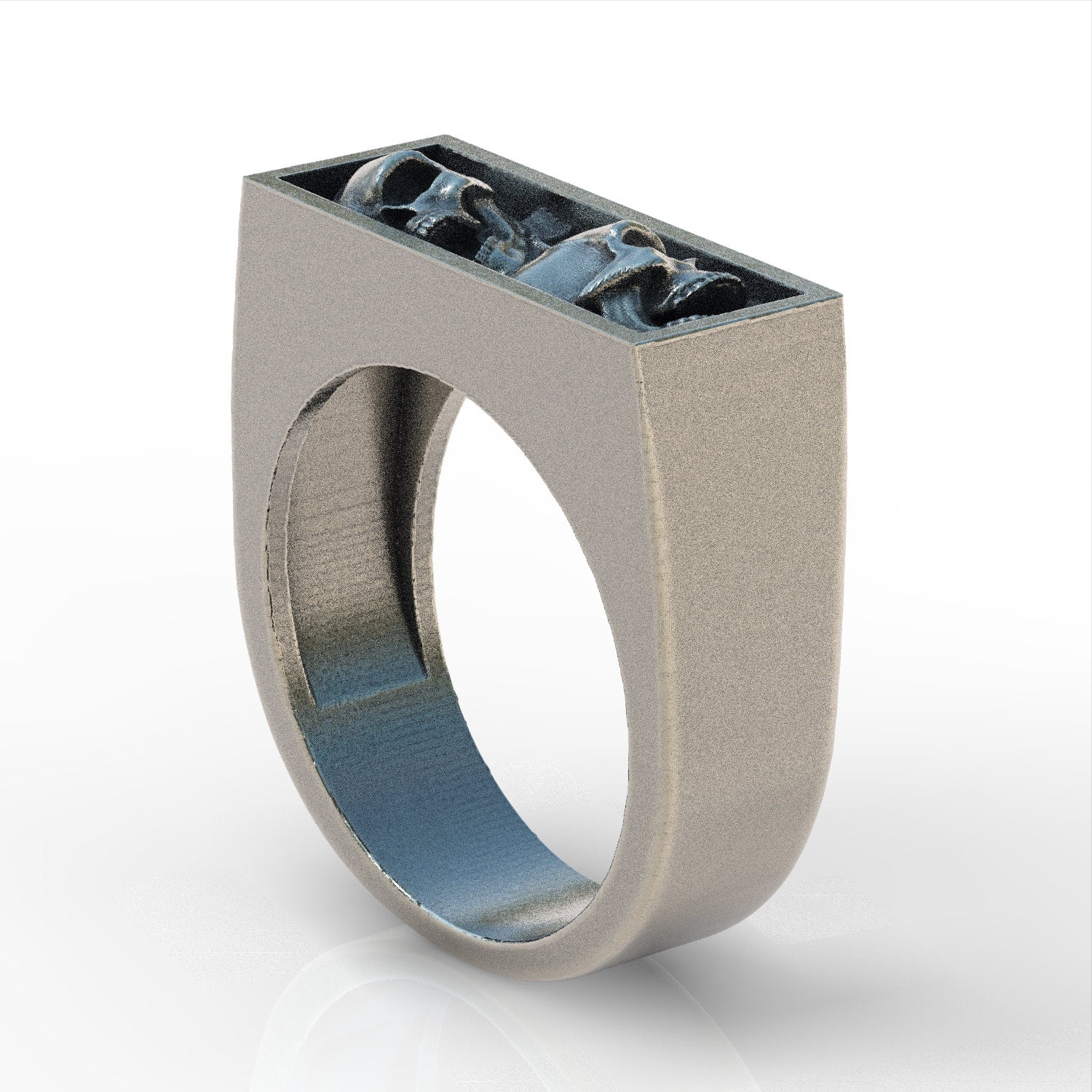 Buried skulls skull ring sterling silver 925