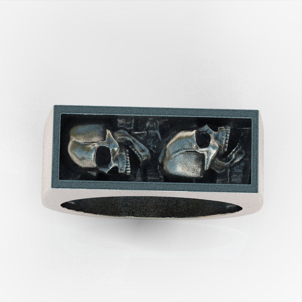 Buried skulls skull ring sterling silver 925