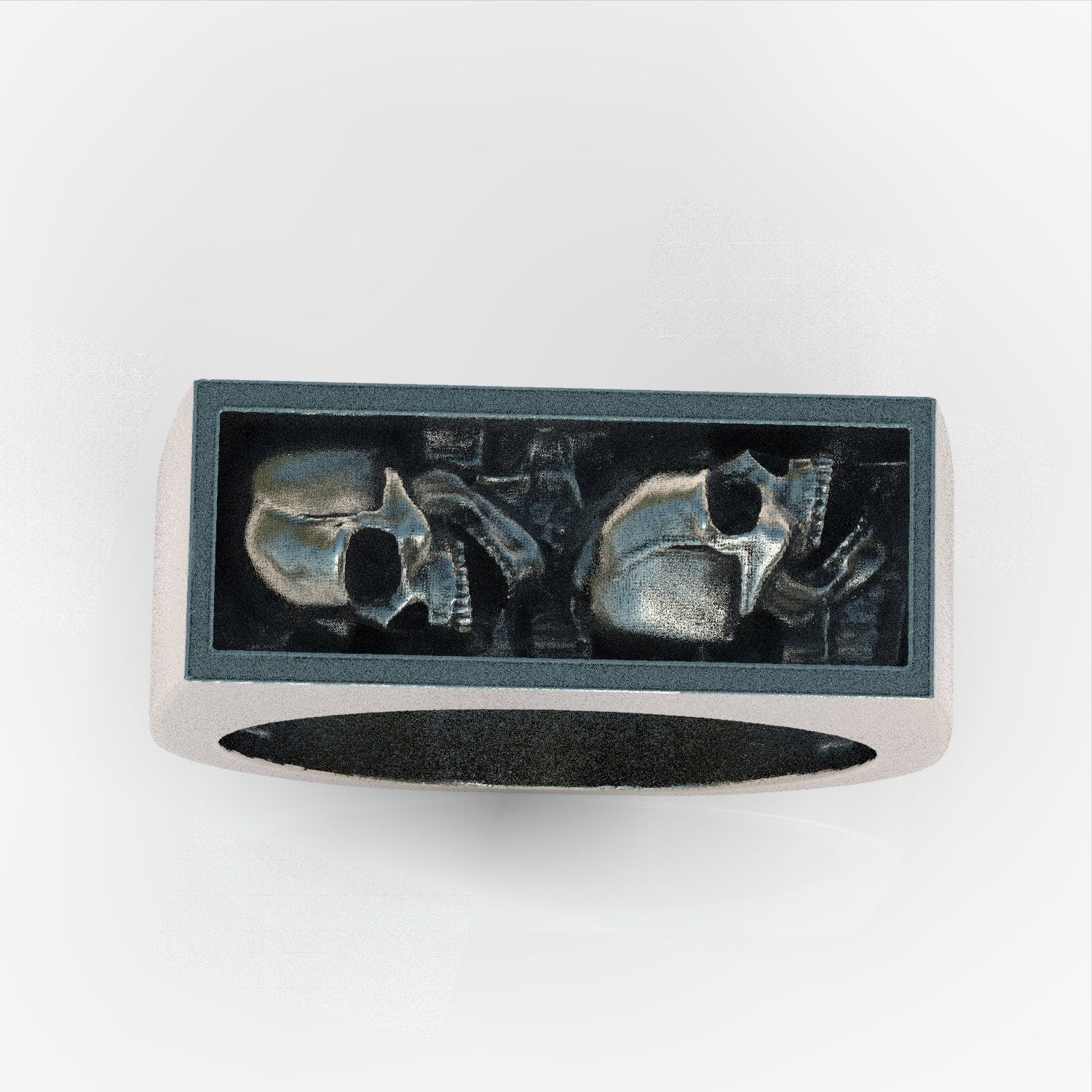 Buried skulls skull ring sterling silver 925