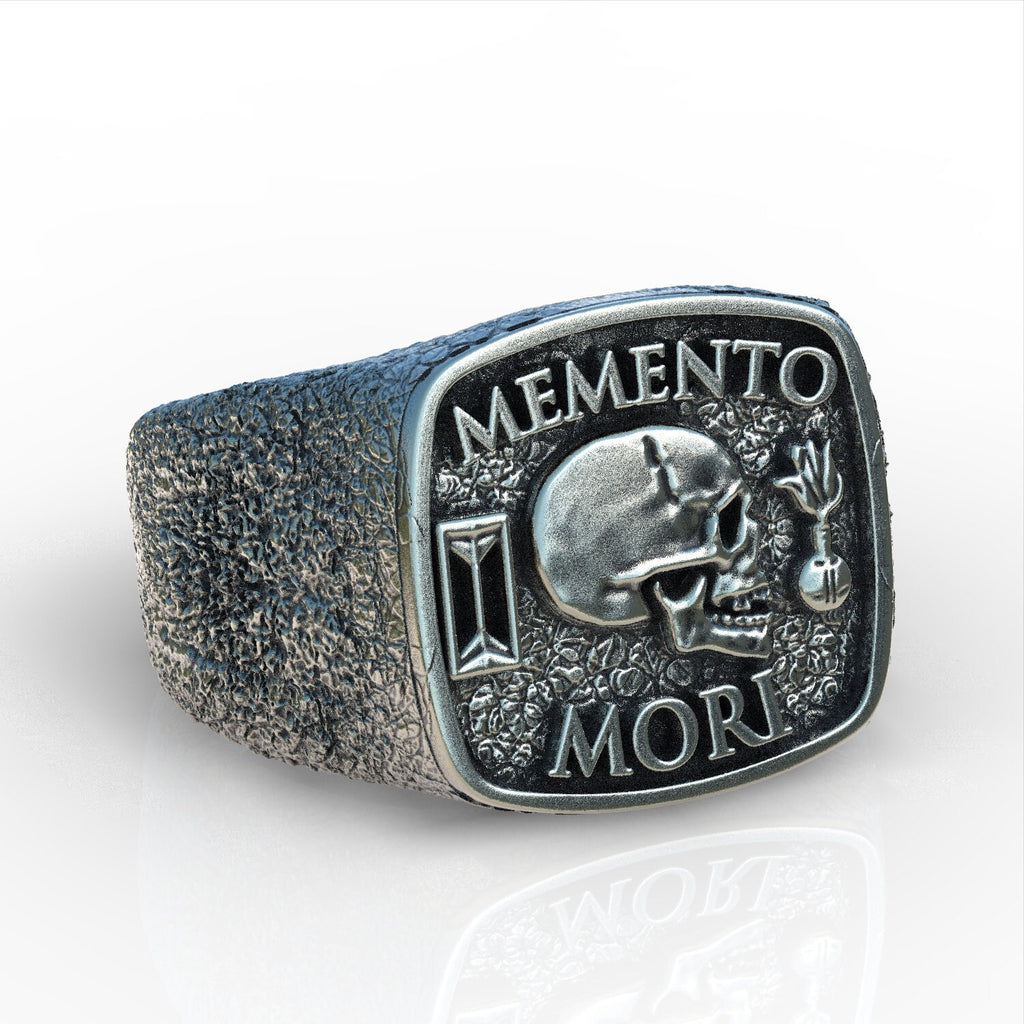 Memento mori signet ring sterling silver 925 original design
