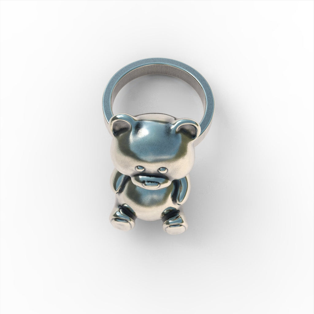 Teddy bear sterling silver 925 ring ring handmade animal biker men women