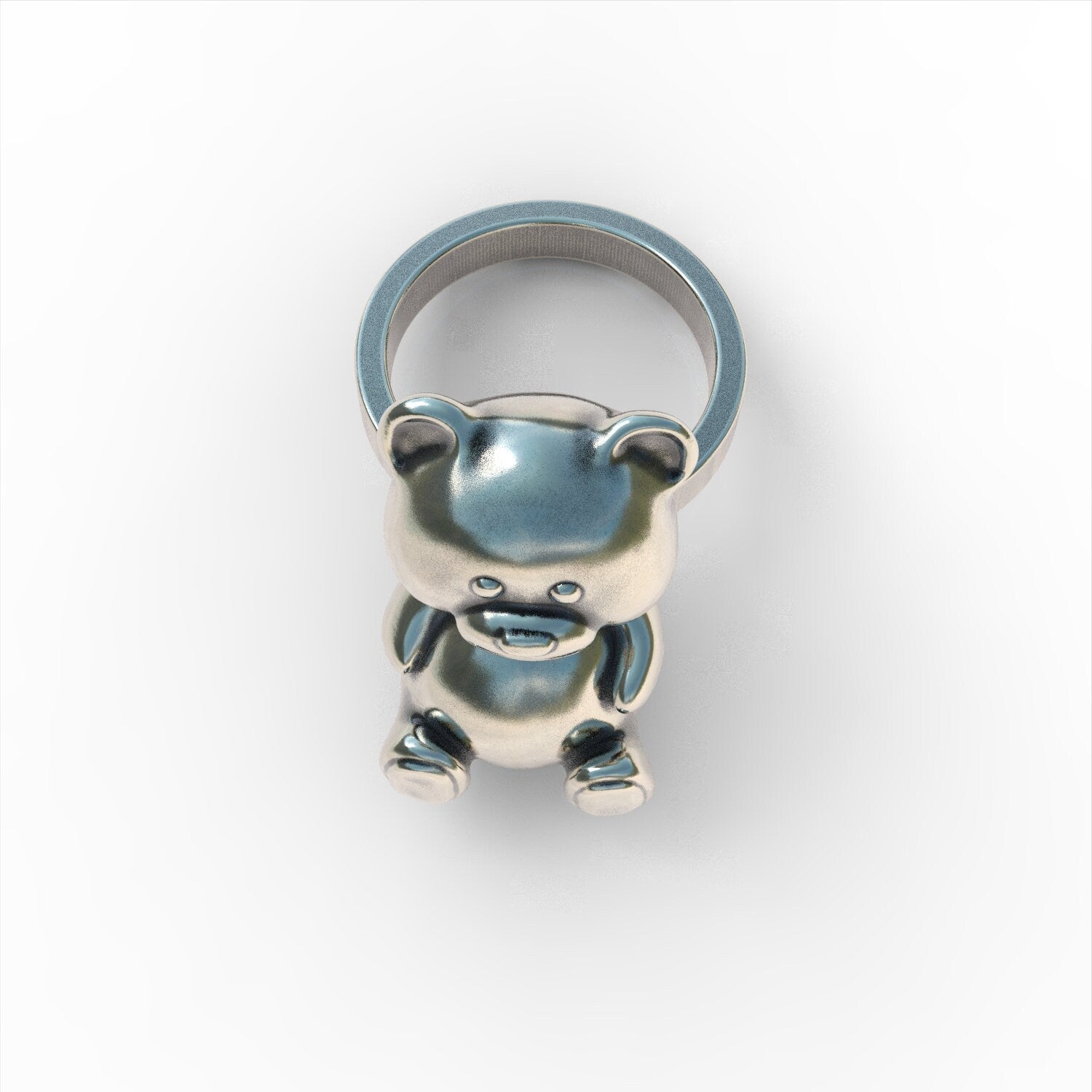 Teddy bear sterling silver 925 ring ring handmade animal biker men women