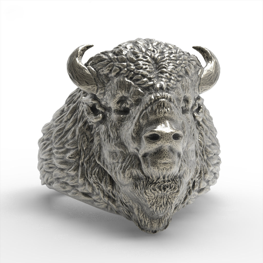 Buffalo sterling silver 925 ring bull
