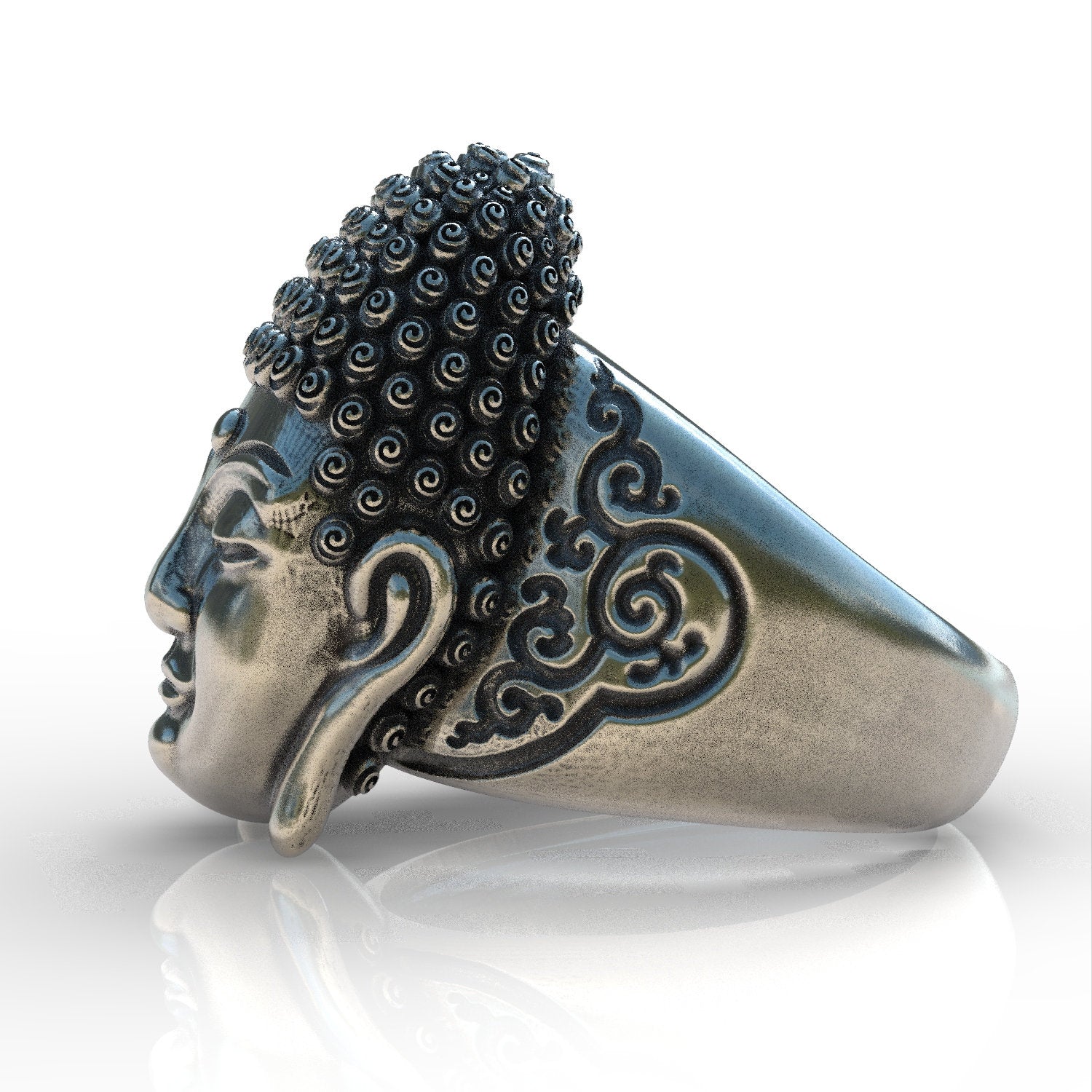 Sterling silver 925 thai buddha ring  buddhism, girl  buddha, bodhisattva, buddhist saint, the goddess of mercy