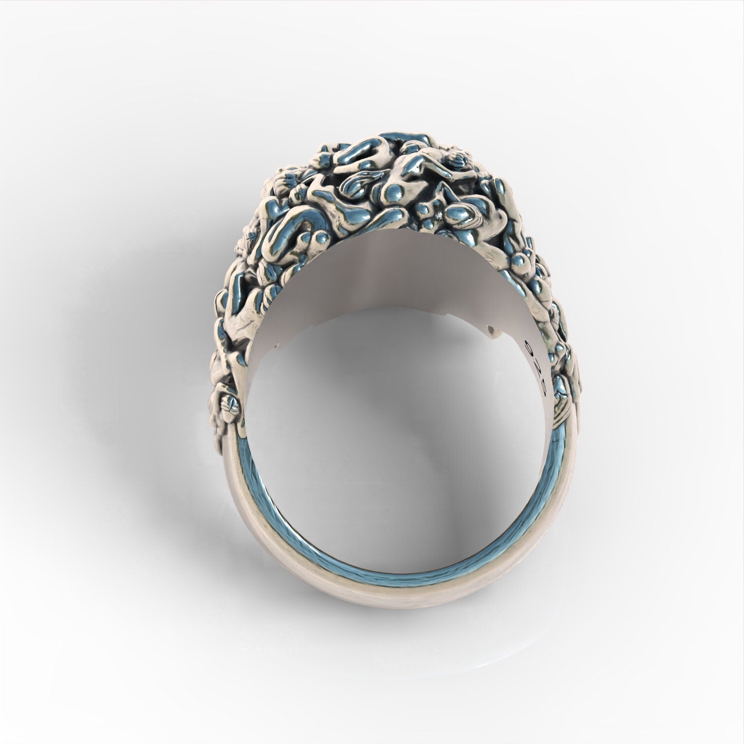 Solid Back Salvador Dali skull illusion  versionring sterling silver 925