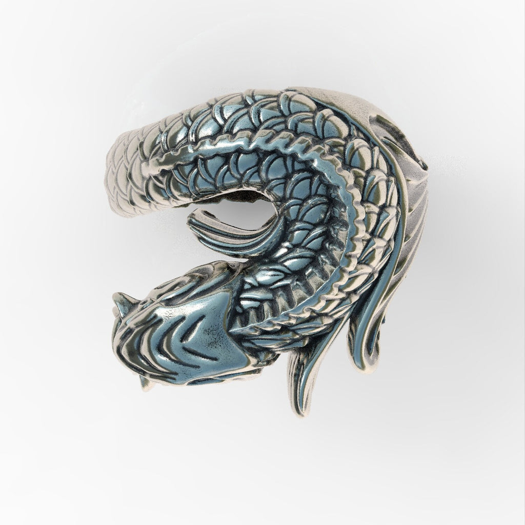 Japanese Art Fish Unisex Ring Sterling Silver 925