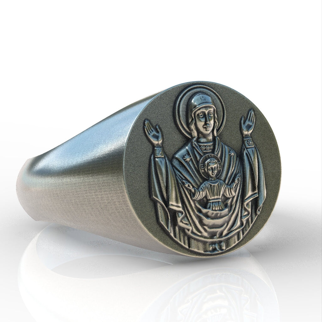 Sterling Silver Virgin Mary Silver Ring, Jesus Medal, Our Lady  , Motherof god Lady of Miracle