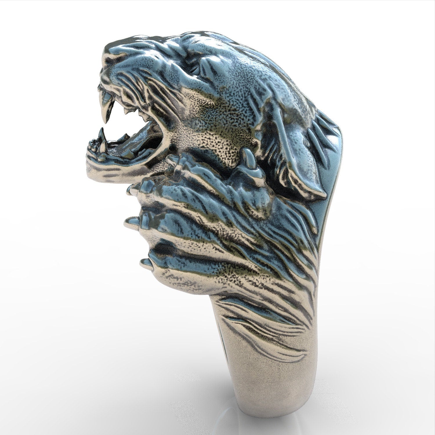 Solid 925 sterling silver men's panther ring animal tiger lion figure ring