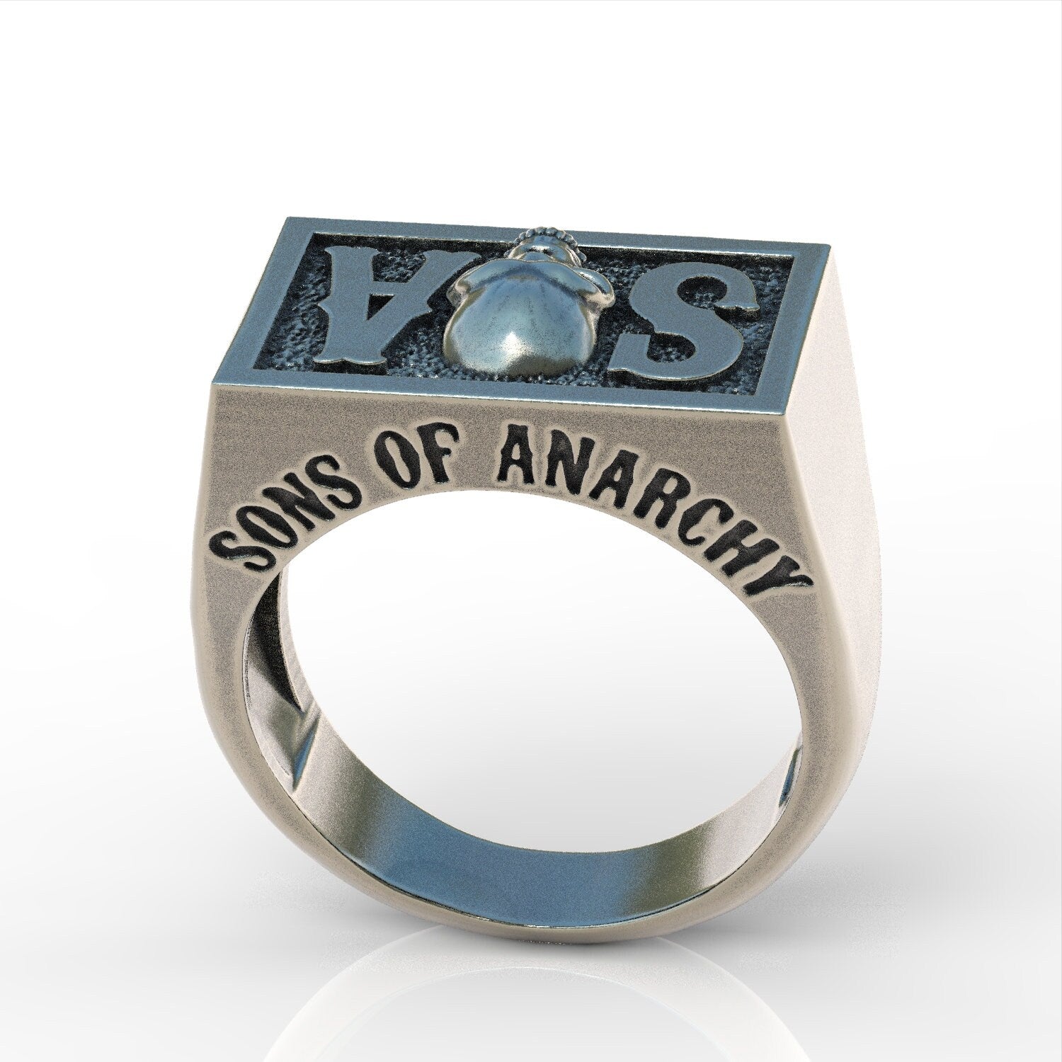 Men's sons of anarchy skull ring sterling silver 925