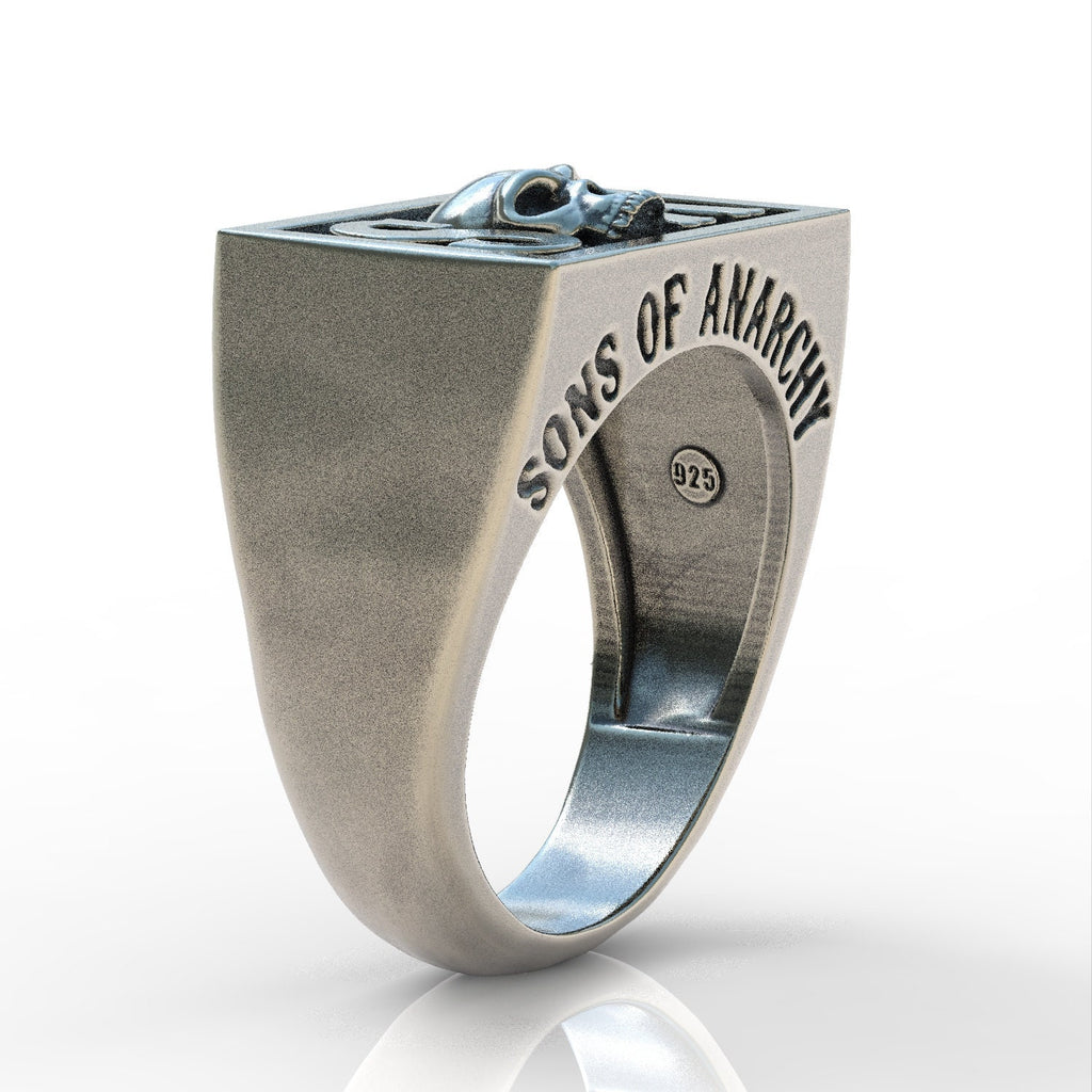 Men's sons of anarchy skull ring sterling silver 925