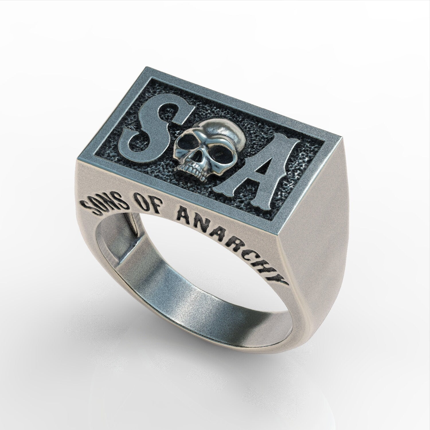 Men's sons of anarchy skull ring sterling silver 925