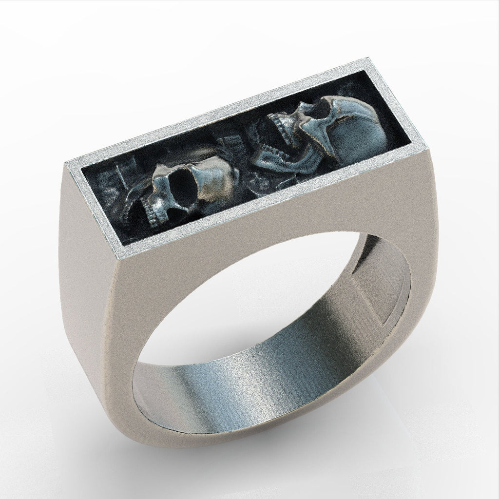 Buried skulls skull ring sterling silver 925