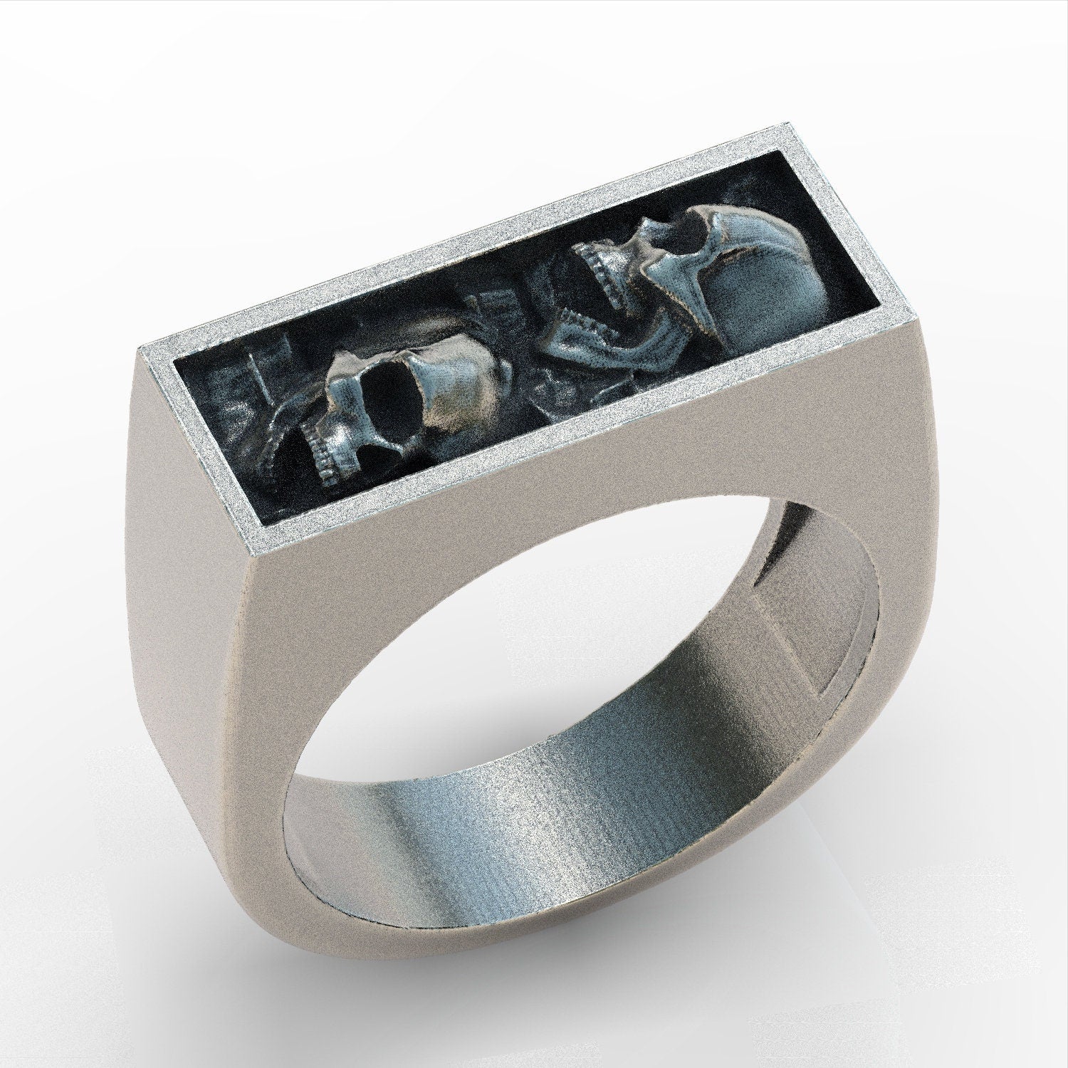 Buried skulls skull ring sterling silver 925