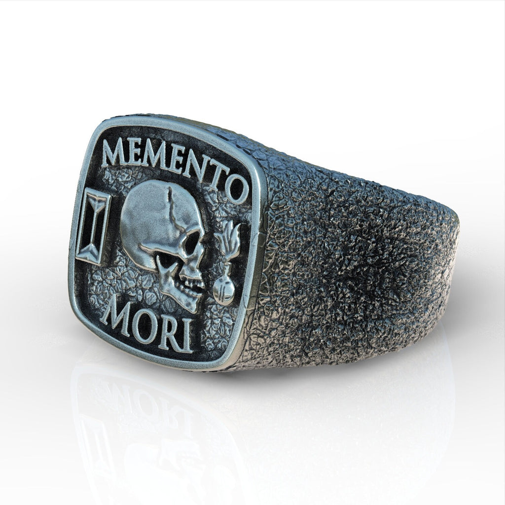 Memento mori signet ring sterling silver 925 original design