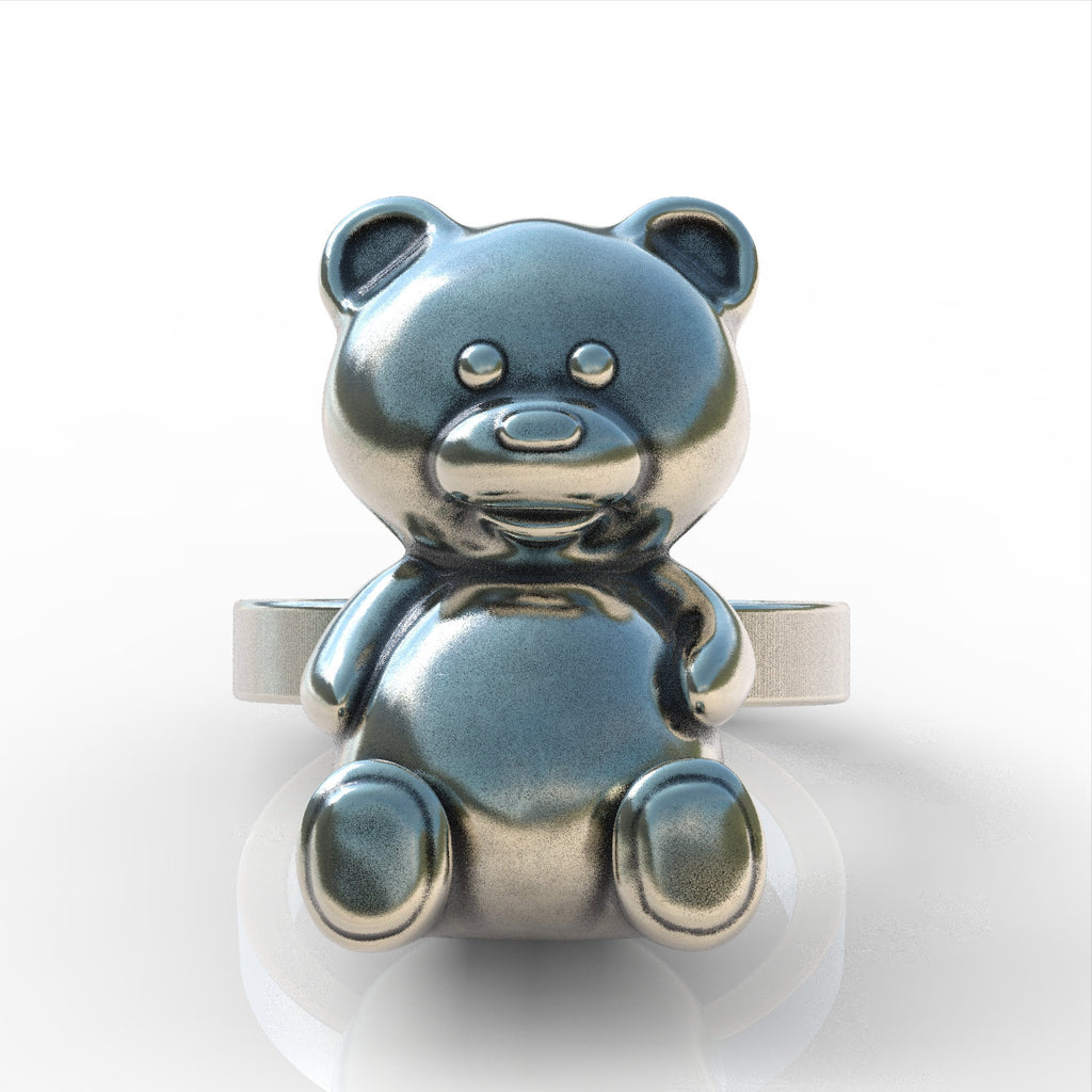 Teddy bear sterling silver 925 ring ring handmade animal biker men women