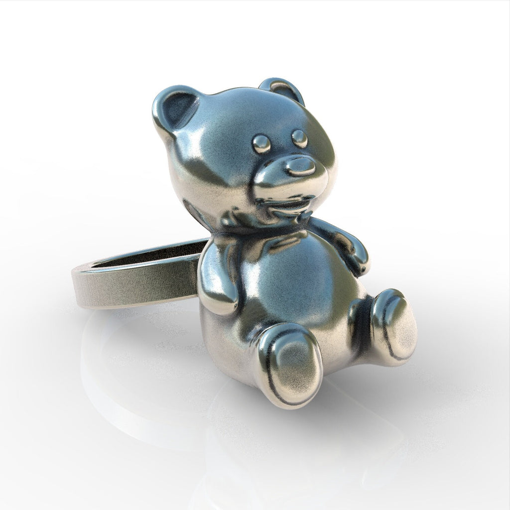 Teddy bear sterling silver 925 ring ring handmade animal biker men women