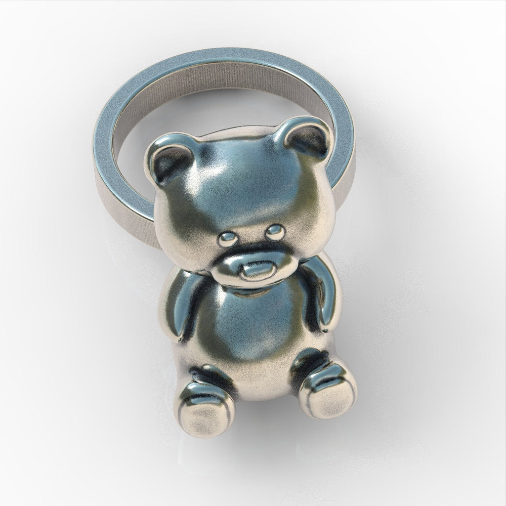 Teddy bear sterling silver 925 ring ring handmade animal biker men women