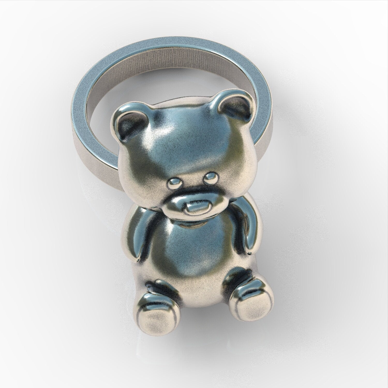 Teddy bear sterling silver 925 ring ring handmade animal biker men women