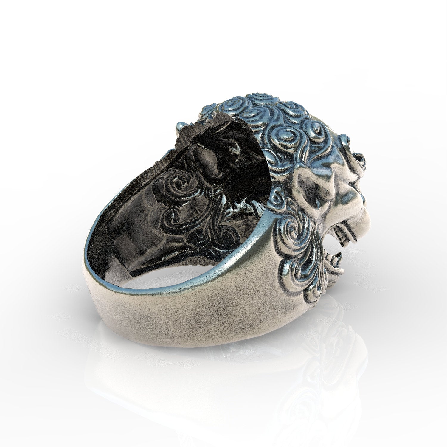 Giant asian foo dog ring 925 sterling silver shisha dog all sizes