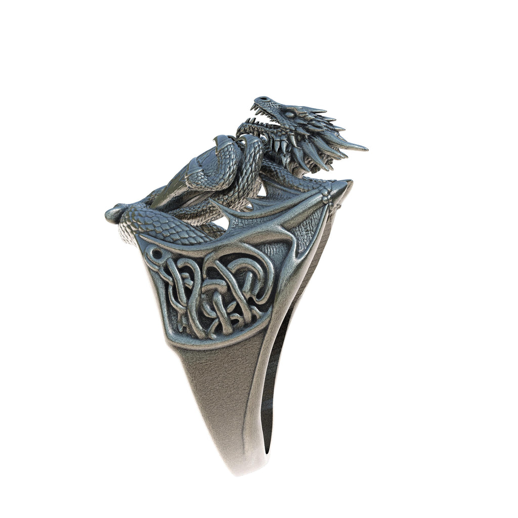 Dragon Heart Ring, Sterling Silver Dragon Ring, Gothic Fantasy Ring, Handmade  Medieval Mythical Creature Unisex Statement Oxidized