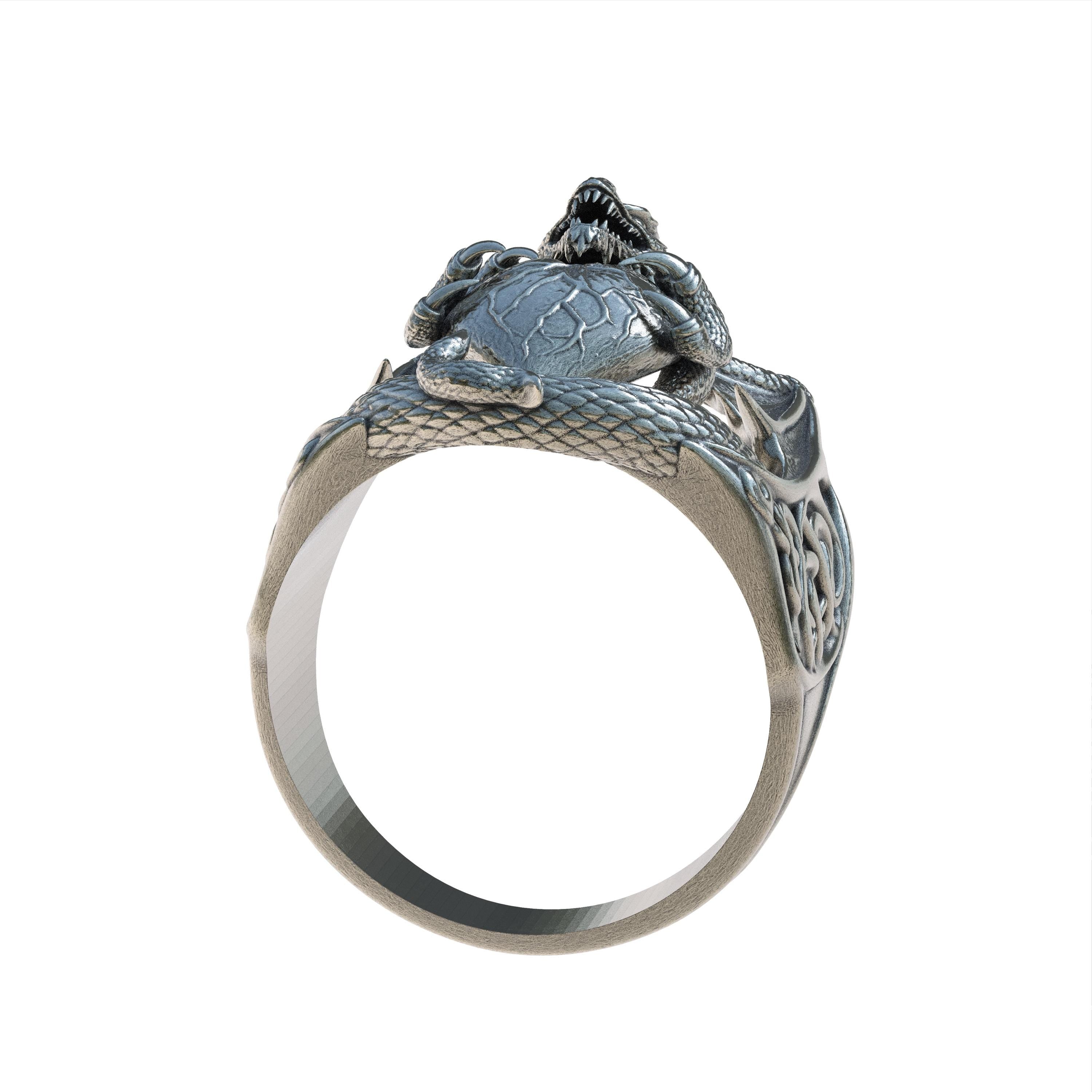 Dragon Heart Ring, Sterling Silver Dragon Ring, Gothic Fantasy Ring, Handmade  Medieval Mythical Creature Unisex Statement Oxidized