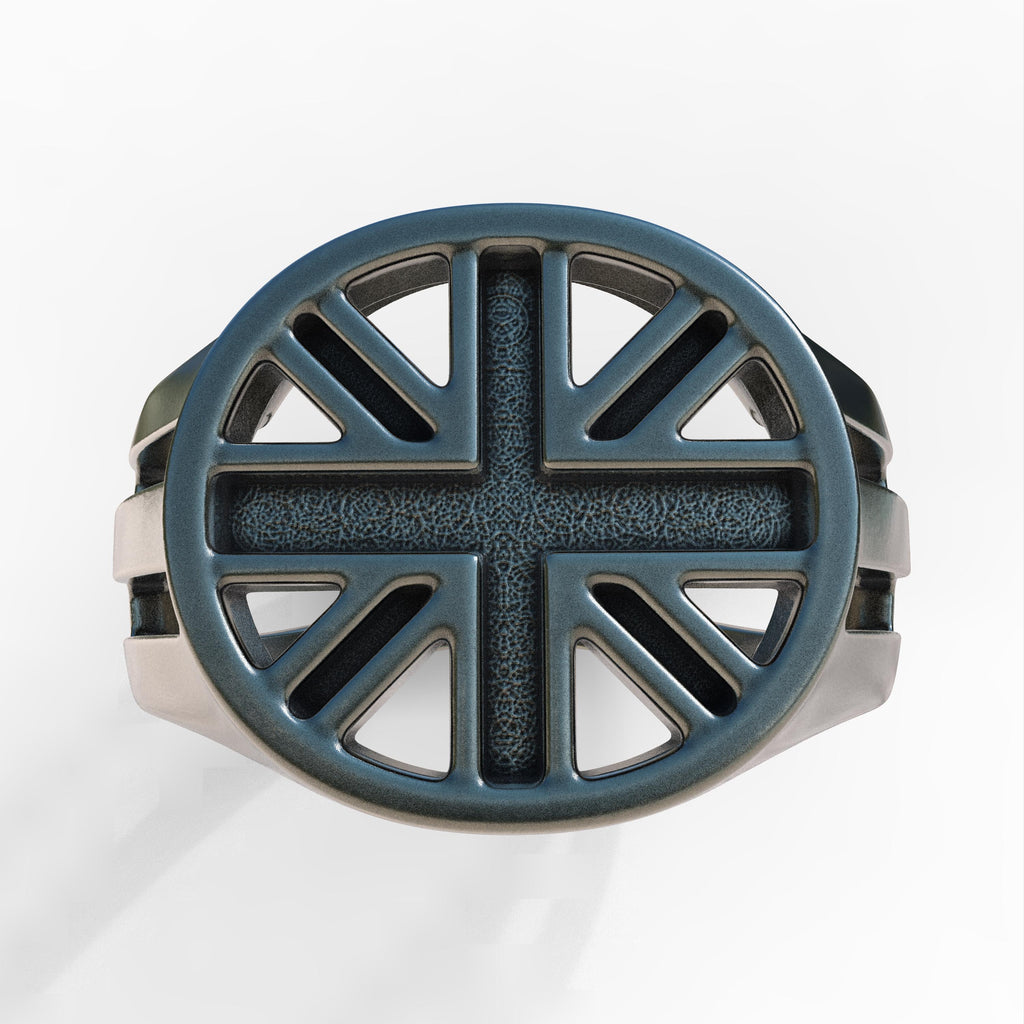Union Jack Sterling Silver Ring, British Flag Signet Ring, UK Patriotic Jewelry, Openwork Ring, Gothic Biker Ring, Men's Silver Ring