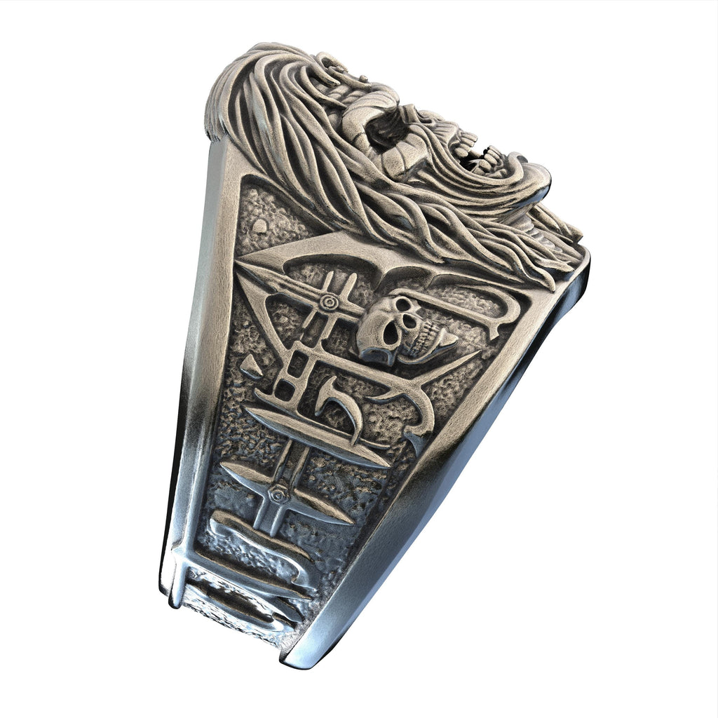 Handmade Iron Maiden Eddie Ring, Sterling Silver Skull Ring, Heavy Metal Biker Jewelry, Gothic Statement Ring for Men