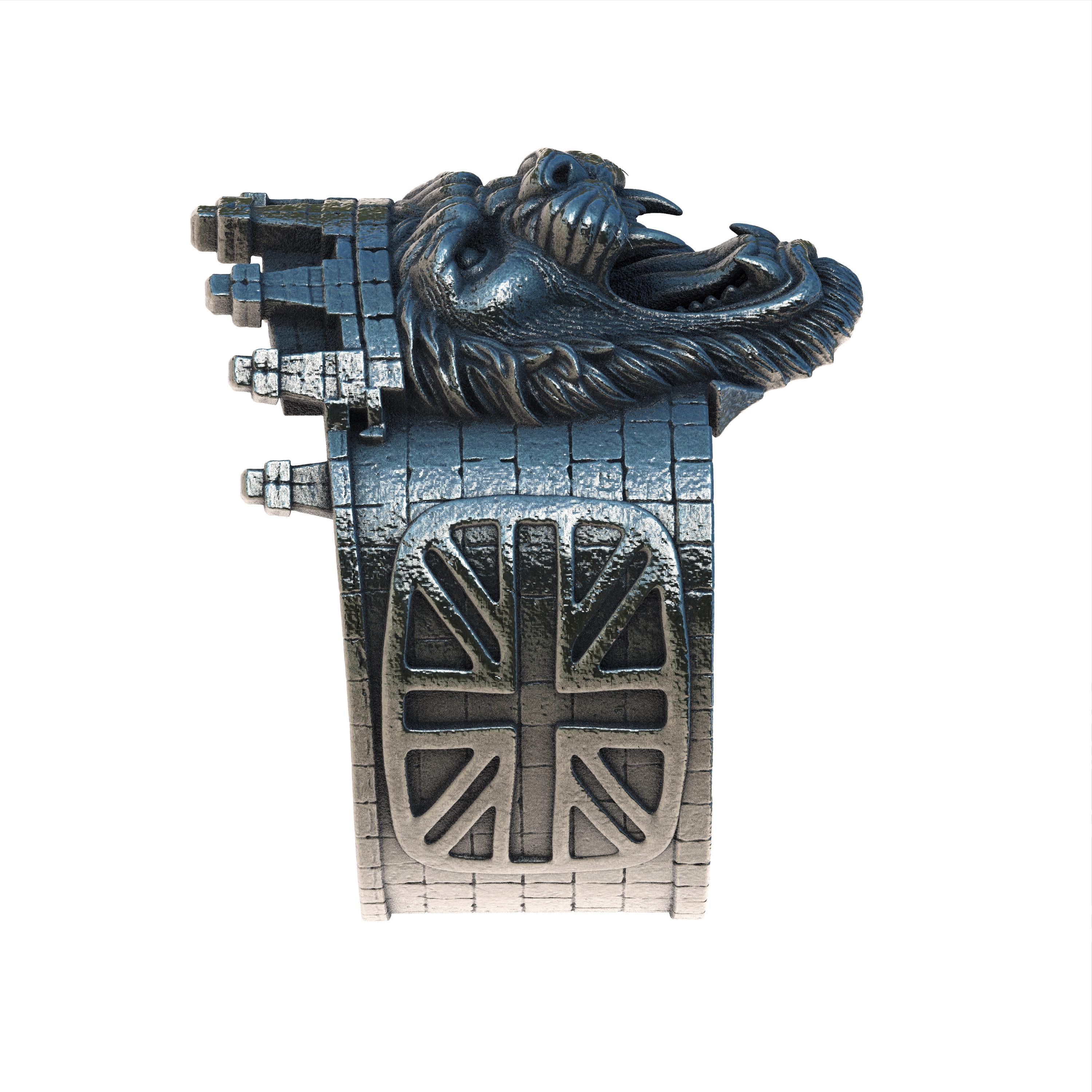 British Lion Ring Sterling Silver 925, Union Jack Lion Ring, England Castle Crown Ring, Gothic Men's Statement Ring, UK Heritage Jewelry